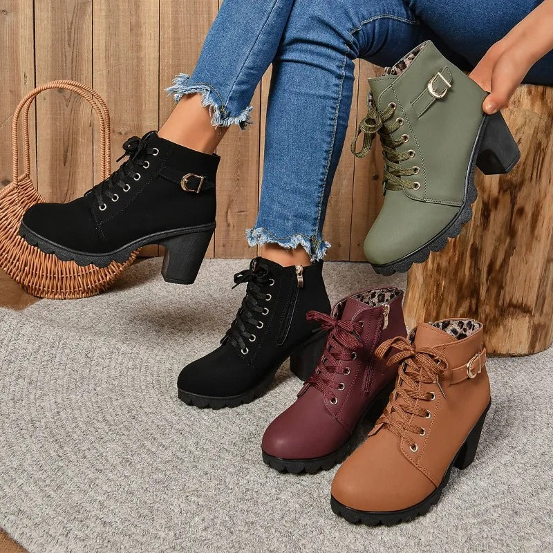 Bottes Martin à talons épais avec laçage croisé